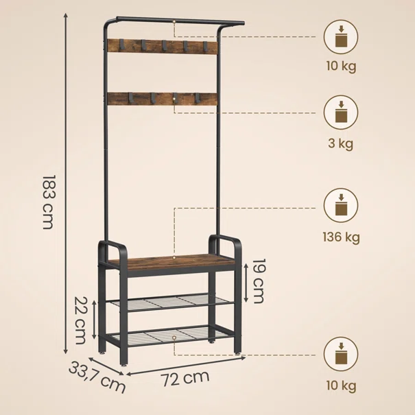 Έπιπλο Εισόδου (72x33.7x183) Vasagle HSR040KD01