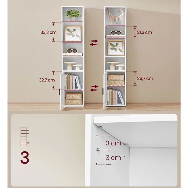 Βιβλιοθήκη Δαπέδου 4 Θέσεων Με Ντουλάπι (31.8x24x175) Vasagle LBC401W01