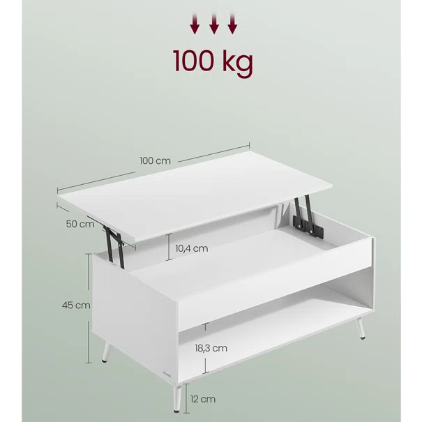 Τραπέζι Σαλονιού Με Σερβιτόρο & Ράφι (100x50x45) Vasagle LCT267WE01