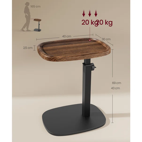 Πτυσσόμενο Βοηθητικό Τραπεζάκι (40x30x43-69) Vasagle LET363M101