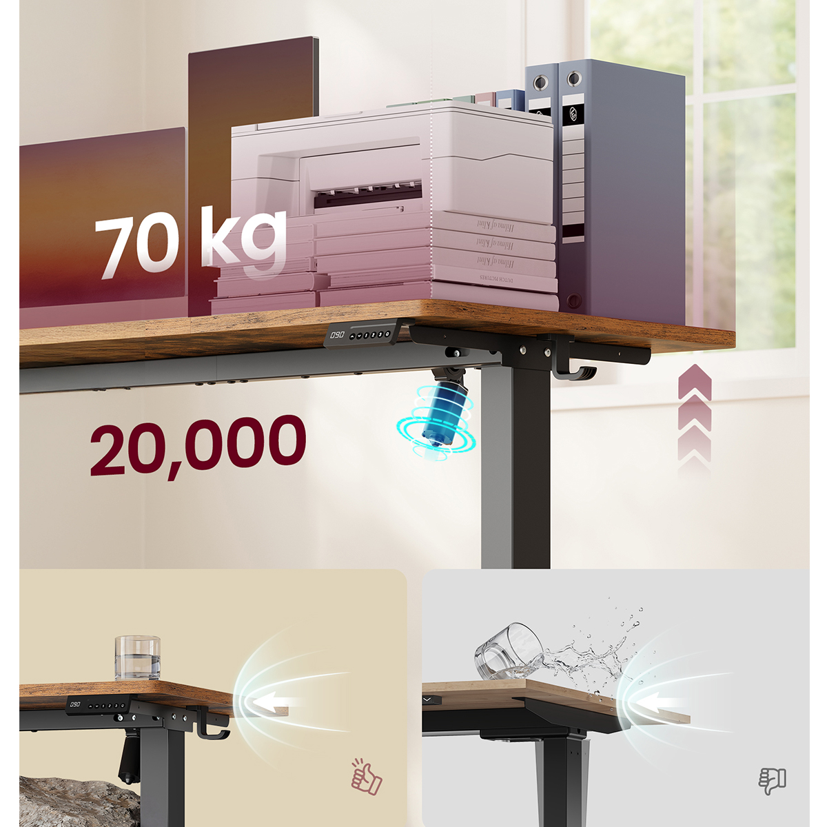 Ηλεκτρικό Γραφείο (120X60X72 120) με Ρυθμιζόμενο Ύψος Vasagle Lsd312Kd03 Έπιπλα Γραφείου Γραφεία Υπολογιστή Ηλεκτρικά Spitishop