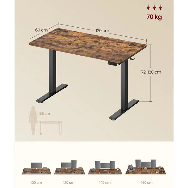 Ηλεκτρικό Γραφείο (120x60x72/120) Με Ρυθμιζόμενο Ύψος Vasagle LSD312KD03