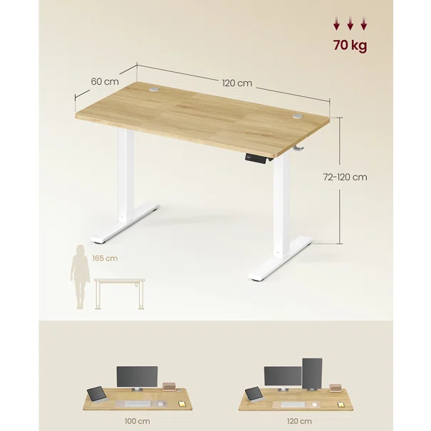 Ηλεκτρικό Γραφείο (120x60x72/120) Με Ρυθμιζόμενο Ύψος Vasagle LSD312YA03