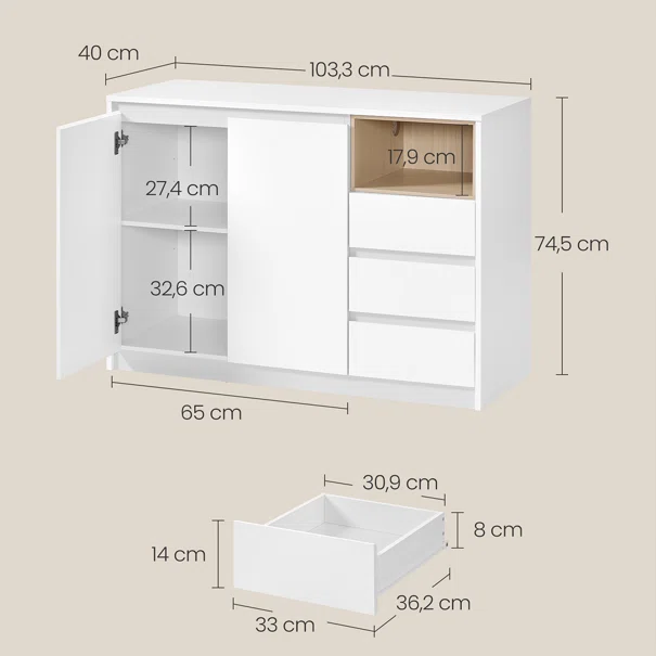Μπουφές (103.5x40x74.5) Vasagle BBK273W21V3