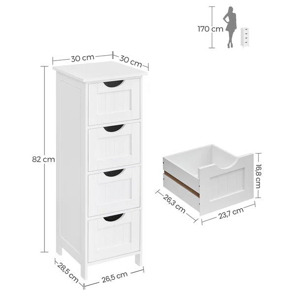 Συρταριέρα 4 Θέσεων (30x30x82) Vasagle LHC040WH02
