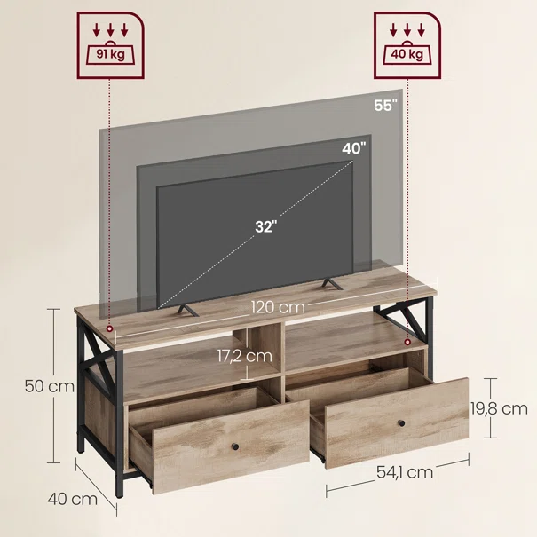Έπιπλο Τηλεόρασης (120x40x50) Vasagle LTV300B50V1