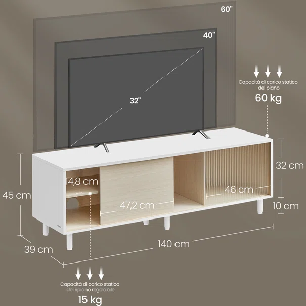 Έπιπλο Τηλεόρασης (140x39x45) Vasagle LTV466W01V1