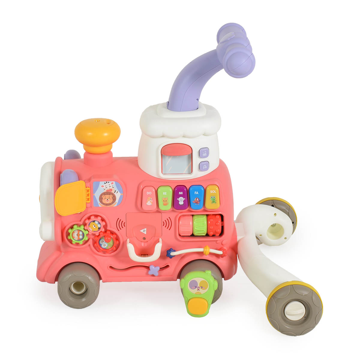 Περπατούρα με Παιχνίδια Moni Happy Train 3 In 1 Pink Βρεφικά για Μωρά 12 - 18 Μηνών Spitishop