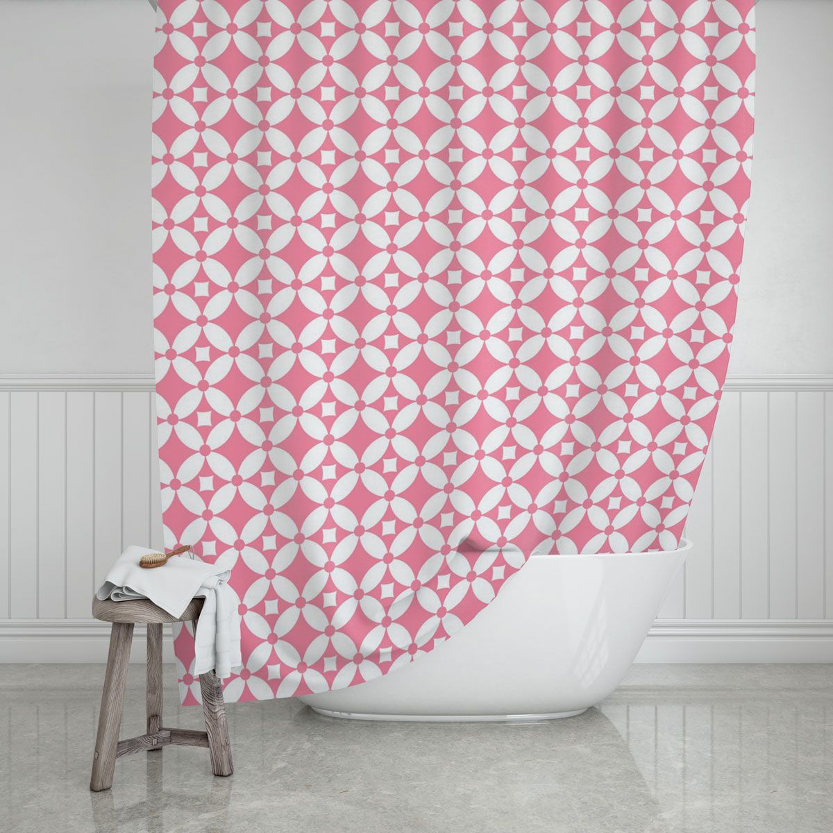 Κουρτίνα Μπάνιου (180x200) Με Κρίκους Homely Flower Life Pink 02-11802