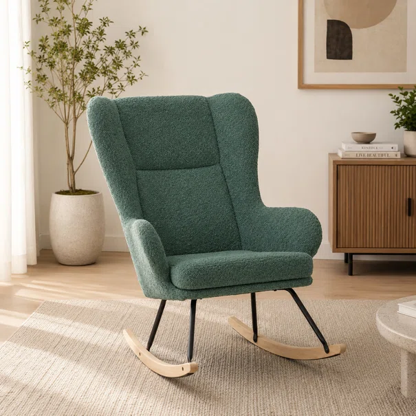 Κουνιστή Πολυθρόνα Μπουκλέ (69x93x101) Spitishop Ancona Green