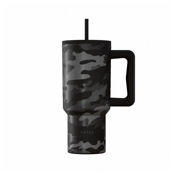 Κούπα Θερμός Με Λαβή & Καλαμάκι 900ml Estia Save The Aegean Tumbler Dark Camo 01-46163