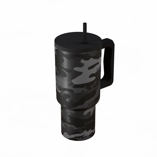 Κούπα Θερμός Με Λαβή & Καλαμάκι 900ml Estia Save The Aegean Tumbler Dark Camo 01-46163