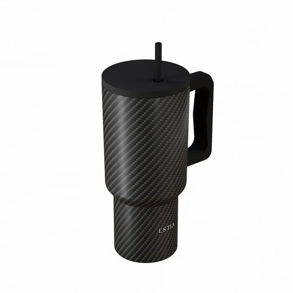 Κούπα Θερμός Με Λαβή & Καλαμάκι 900ml Estia Save The Aegean Tumbler Carbon Fibre 01-46170