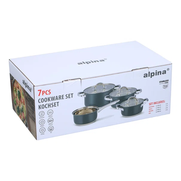Κατσαρόλες Ανοξείδωτες (Σετ 7τμχ) Alpina 871125225937