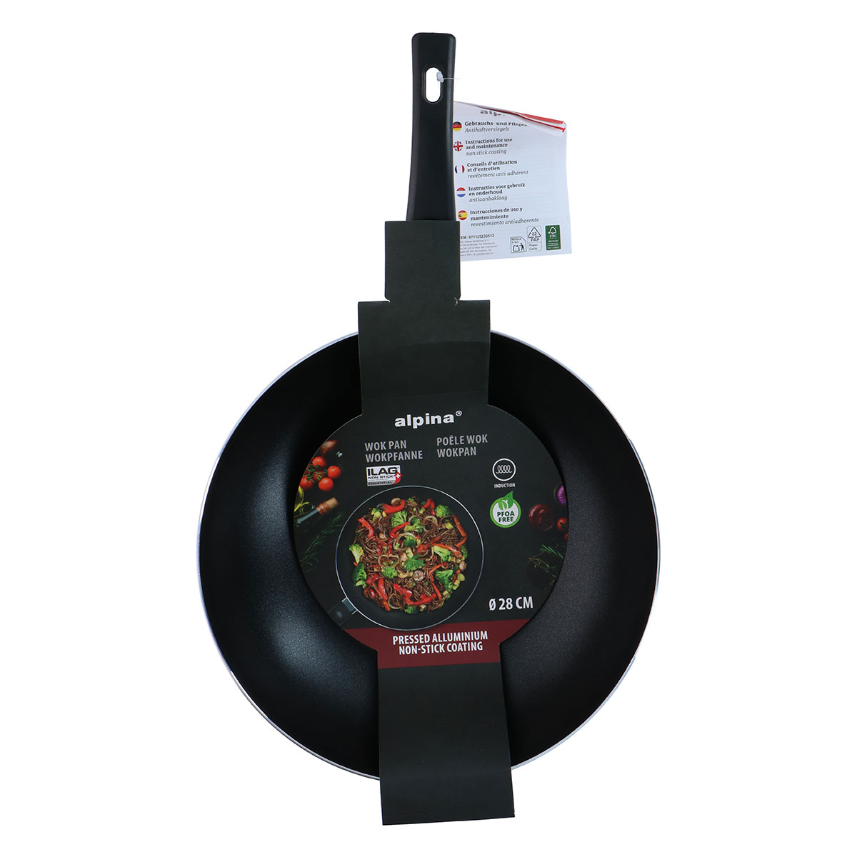 Αντικολλητικό Wok (28Εκ ) Αλουμινίου Alpina 871125233512 Μαγειρική - Ζαχαροπλαστική Μαγειρικά Σκεύη Τηγάνια Spitishop