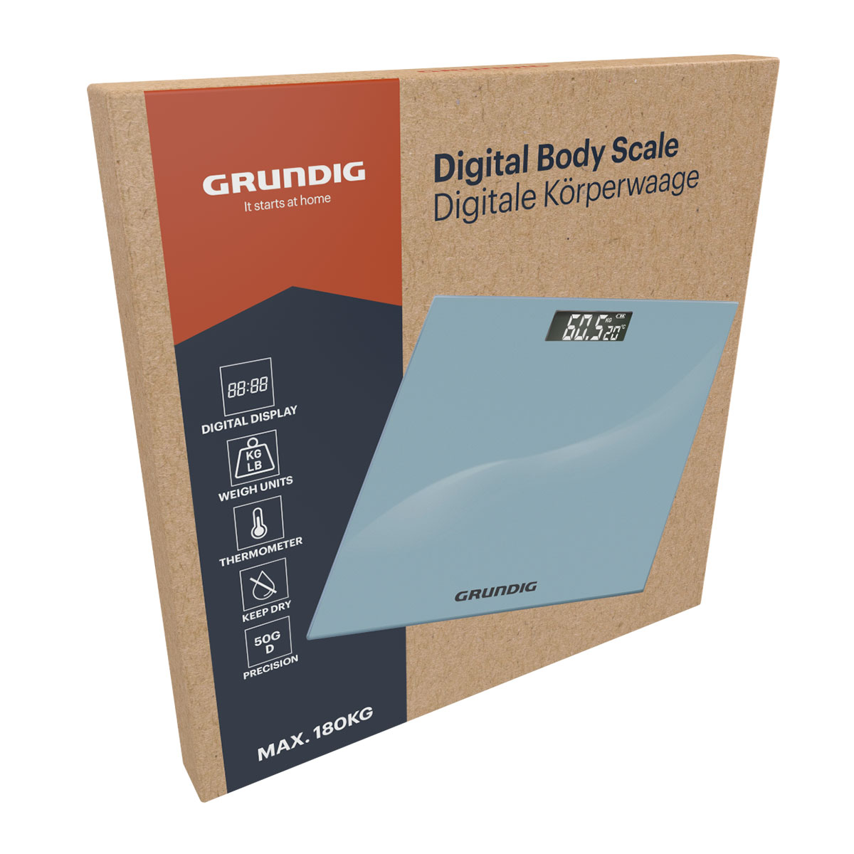 Ζυγαριά Μπάνιου Ψηφιακή (28.2x28.2) Grundig Silver 871125242355