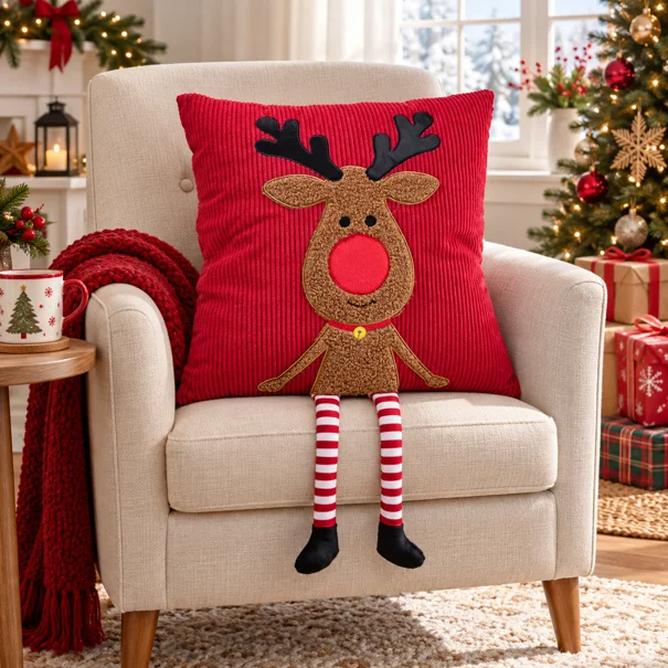 Χριστουγεννιάτικο Μαξιλάρι (45x45) K-M Reindeer Red AAE448200