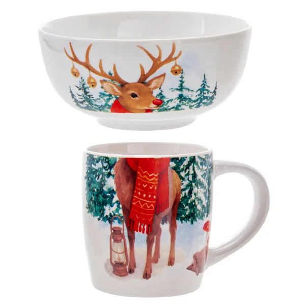 Χριστουγεννιάτικη Κούπα + Μπολ K-M Reindeer Q96001490