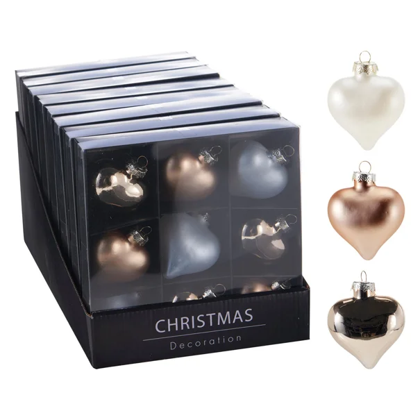 Χριστουγεννιάτικα Στολίδια (Σετ 9τμχ) K-M Heart Champagne ARB202550