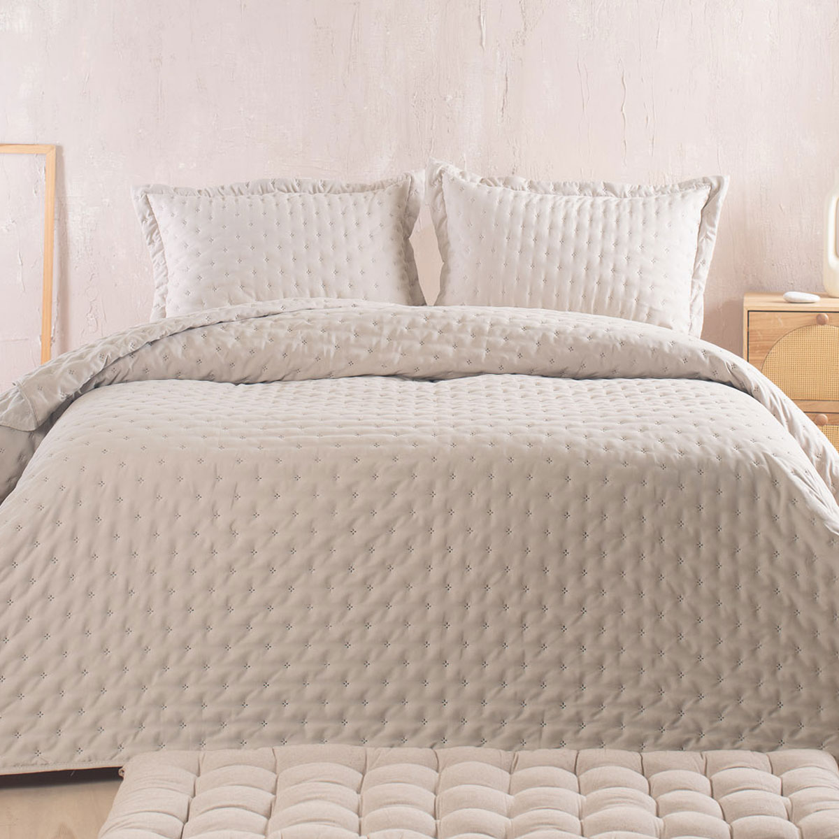 Κουβερλί Υπέρδιπλο (Σετ 220x240) Rythmos Tener Beige