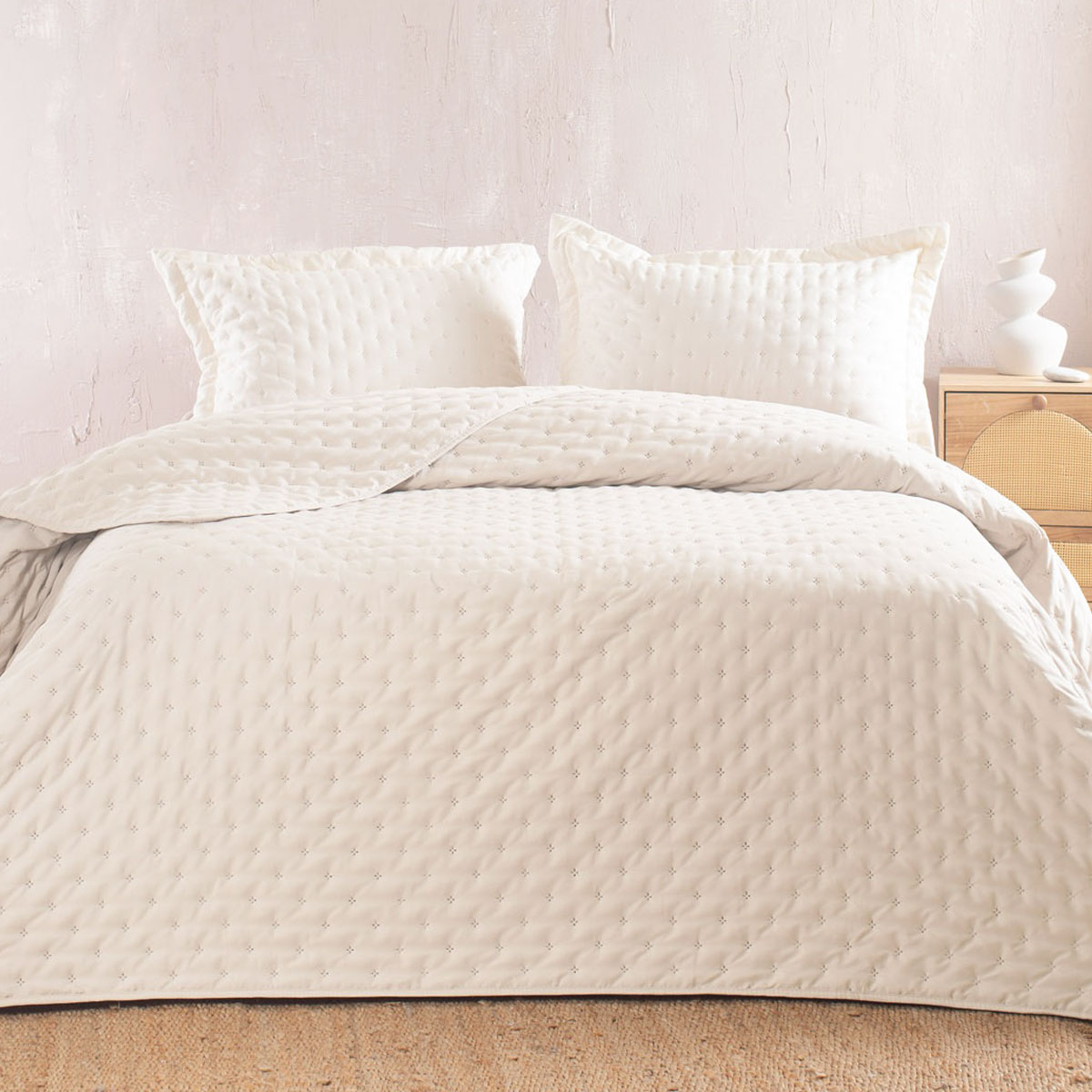 Κουβερλί King Size (Σετ 240x260) Rythmos Tener Ecru