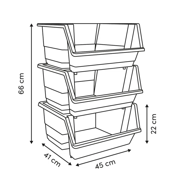 Κουτιά Αποθήκευσης (Σετ 3τμχ) F-V Storage Black 190423A