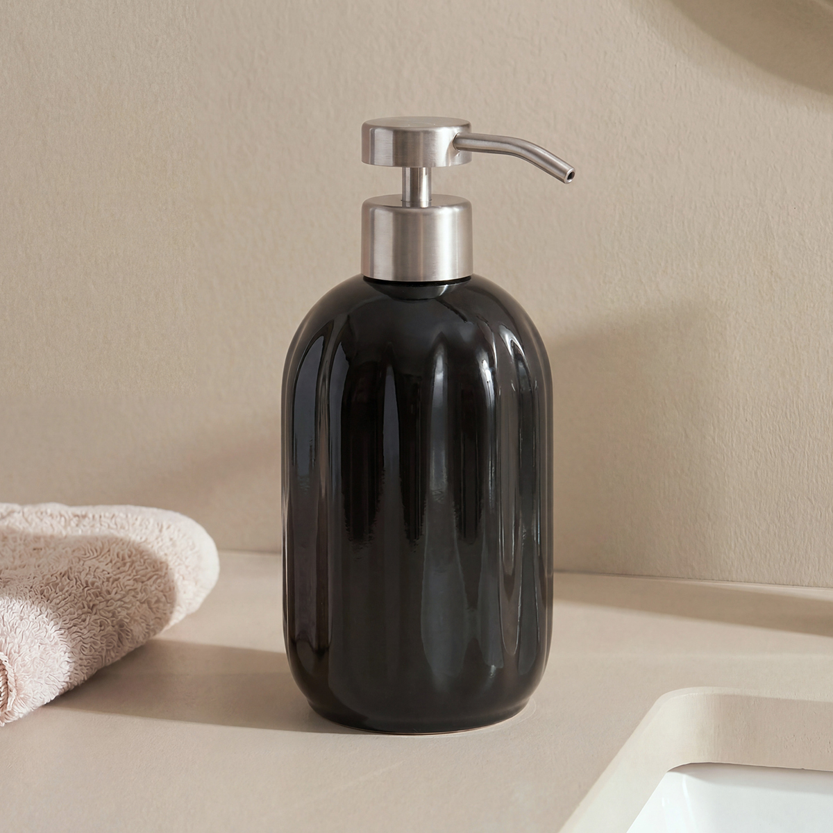 Dispenser Μπάνιου 450ml (Φ8.3x18) F-V Suny Black 220214J