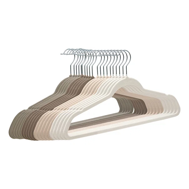 Κρεμάστρες Ρούχων Βελουτέ (Σετ 20τμχ) F-V Hang'Clip 218616 Beige