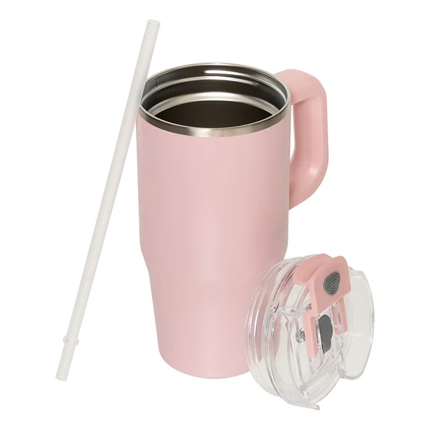 Κούπα Θερμός Με Λαβή & Καλαμάκι 600ml F-V Alex 213566 Pink