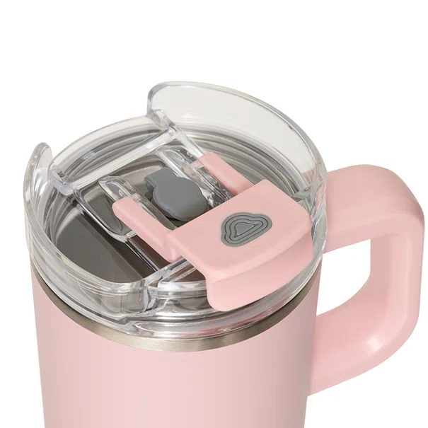 Κούπα Θερμός Με Λαβή & Καλαμάκι 600ml F-V Alex 213566 Pink