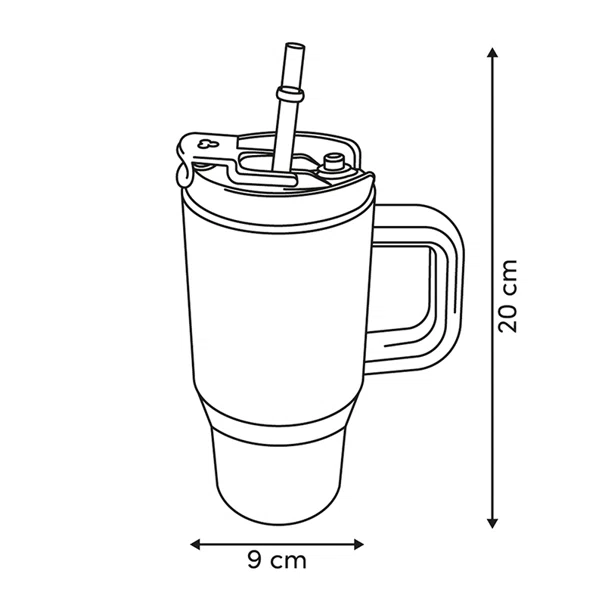 Κούπα Θερμός Με Λαβή & Καλαμάκι 600ml F-V Alex 213566 Pink
