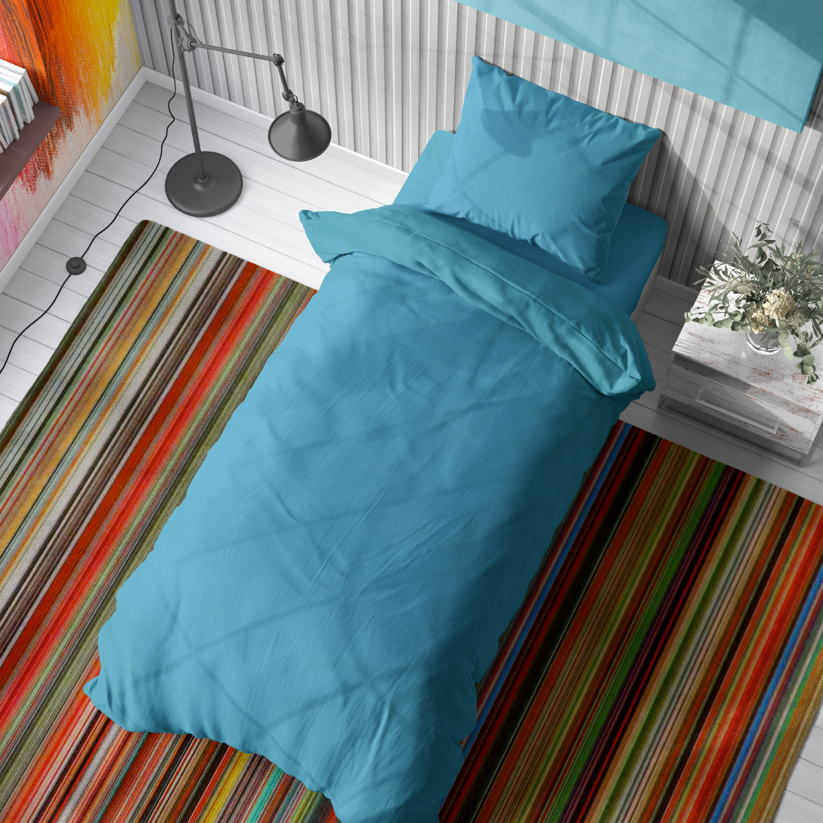 Παπλωματοθήκη Μονή (160x240) Dimcol Solid Turquoise 493