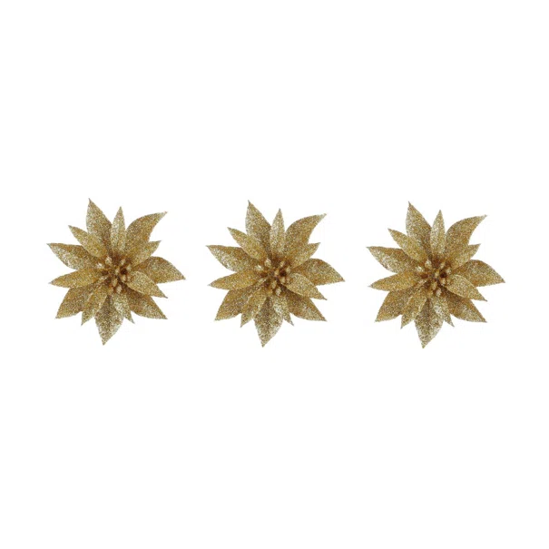 Στολίδι Χριστουγεννιάτικο (Σετ 3τμχ) Edelman Poinsettia Gold 1181051