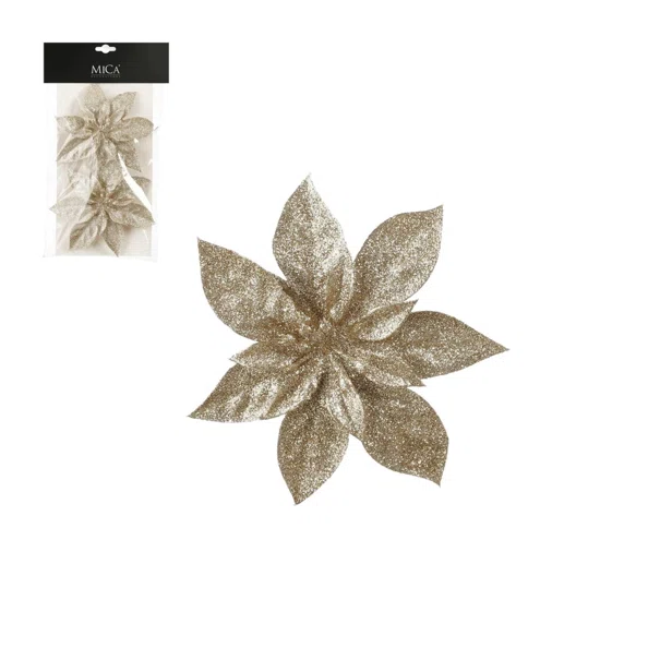 Στολίδι Χριστουγεννιάτικο (Σετ 2τμχ) Edelman Poinsettia Champagne 1181664