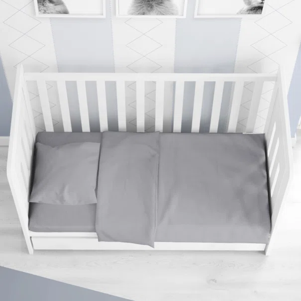 Σεντόνια Κούνιας (Σετ) Dimcol Solid Dark Grey 495