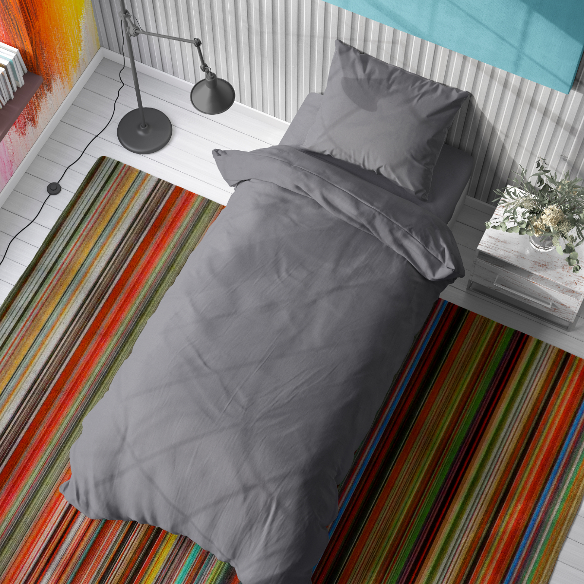 Σεντόνια Μονά (Σετ 3τμχ) Dimcol Solid Dark Grey 495