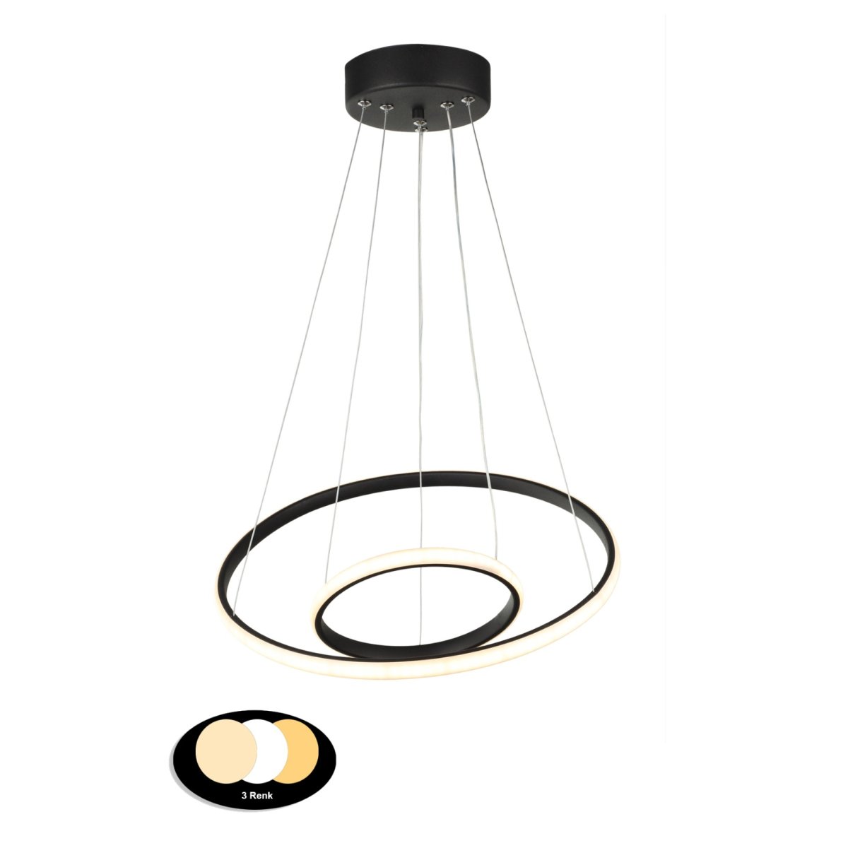 Φωτιστικό Οροφής Led 3 Cct Heronia Cronos 01-0444 Black Φωτιστικά Κρεμαστά Spitishop