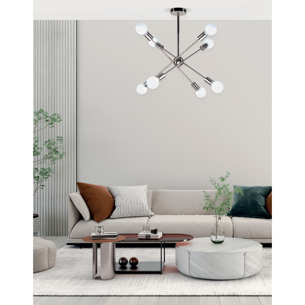 Φωτιστικό Οροφής Πολύφωτο Homelighting Gwen 77-8096 Nickel