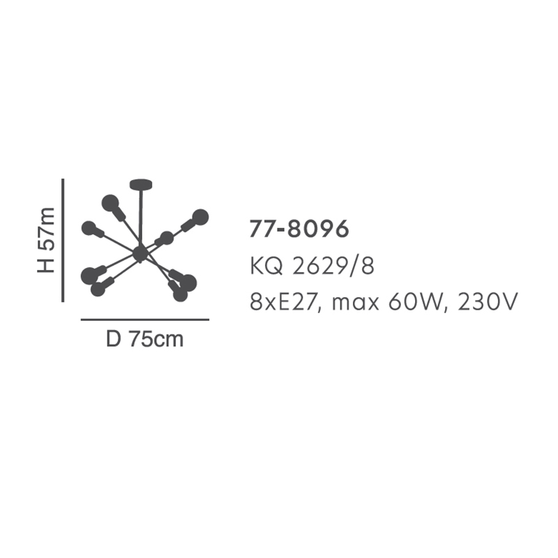 Φωτιστικό Οροφής Πολύφωτο Homelighting Gwen 77-8096 Nickel Φωτιστικά Κρεμαστά Τραπεζαρίας Spitishop