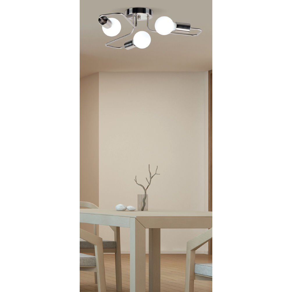 Φωτιστικό Οροφής Τρίφωτο Homelighting Shevy 77-8087 Nickel