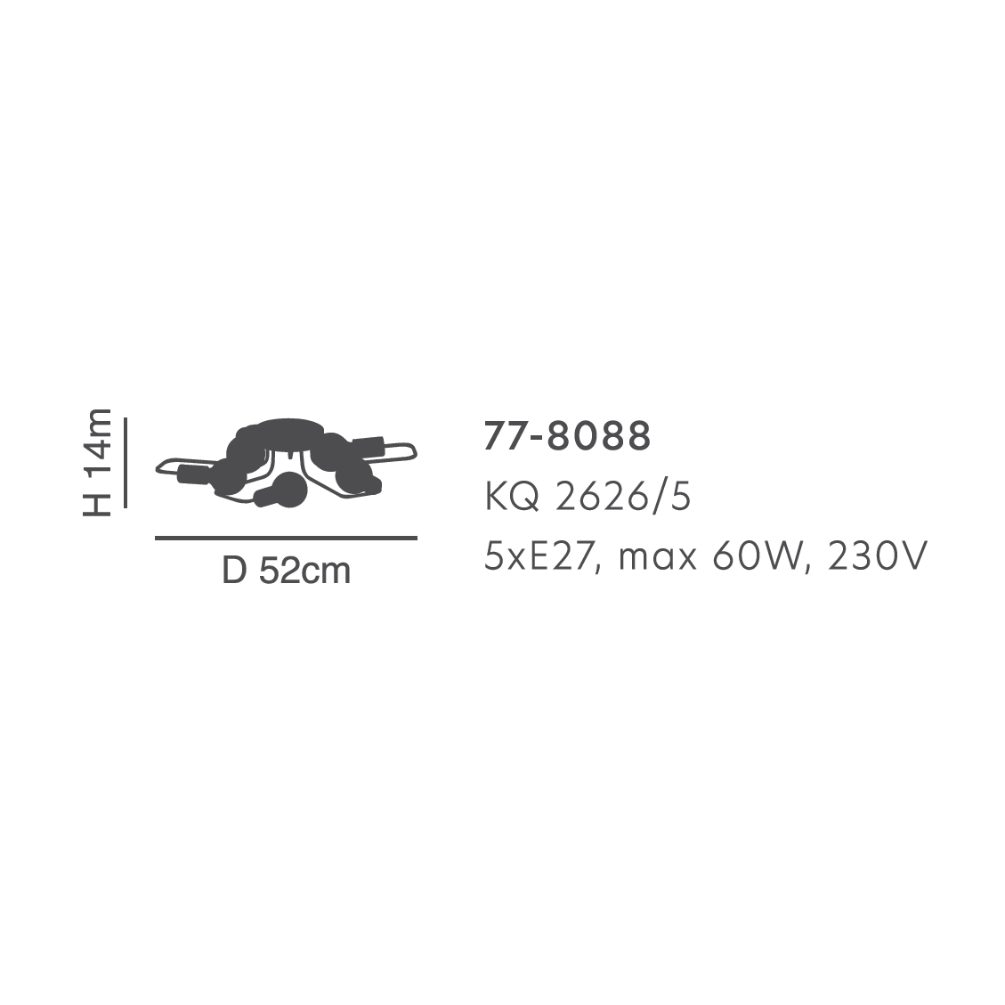 Φωτιστικό Οροφής Πολύφωτο Homelighting Shevy 77-8088 Nickel Φωτιστικά Κρεμαστά Τραπεζαρίας Spitishop