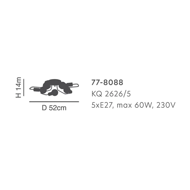 Φωτιστικό Οροφής Πολύφωτο Homelighting Shevy 77-8088 Nickel
