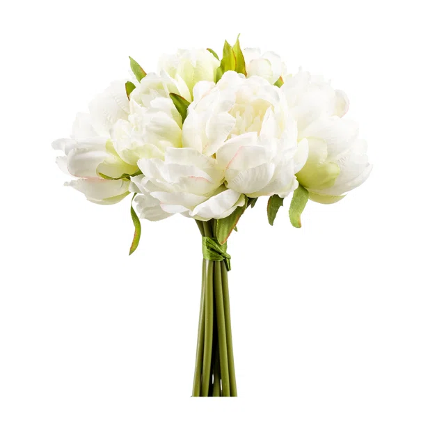 Τεχνητό Μπουκέτο Λουλουδιών 24εκ. Emerald Peony White/Green 420174