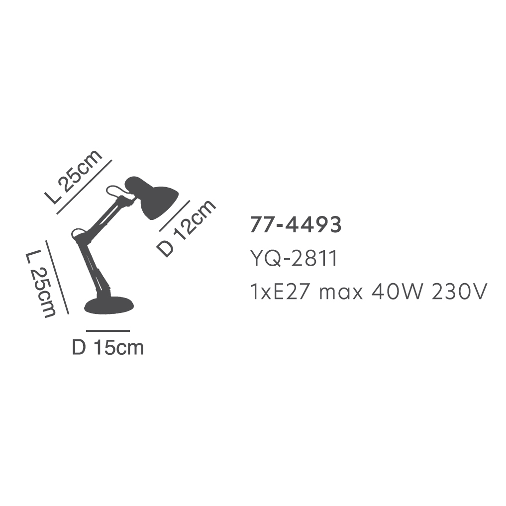 Πορτατίφ Homelighting Clark 77-4493 Black Φωτιστικά Επιτραπέζια Γραφείου Spitishop