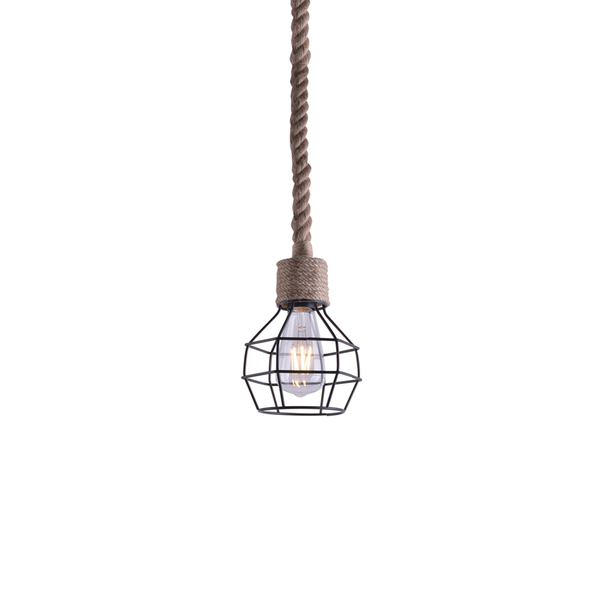 Φωτιστικό Οροφής Μονόφωτο Homelighting Grenade 77-3621 Rope/Black Matt
