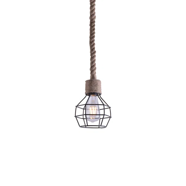Φωτιστικό Οροφής Μονόφωτο Homelighting Grenade 77-3621 Rope/Black Matt
