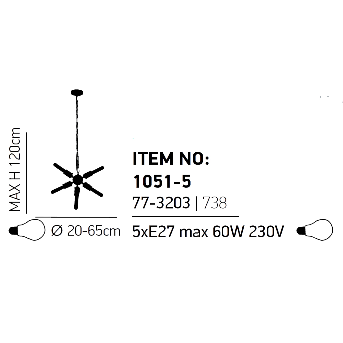 Φωτιστικό Οροφής Πολύφωτο Homelighting Helix 77-3203 Black Φωτιστικά Κρεμαστά Τραπεζαρίας Spitishop