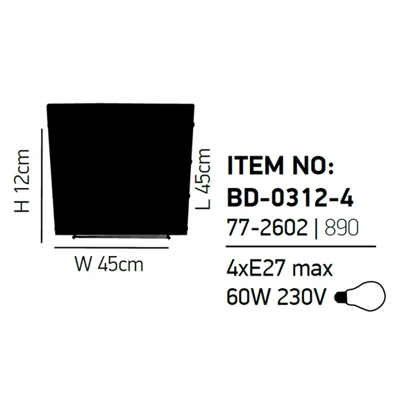 Φωτιστικό Πλαφονιέρα Homelighting Toro 77-2602 Black