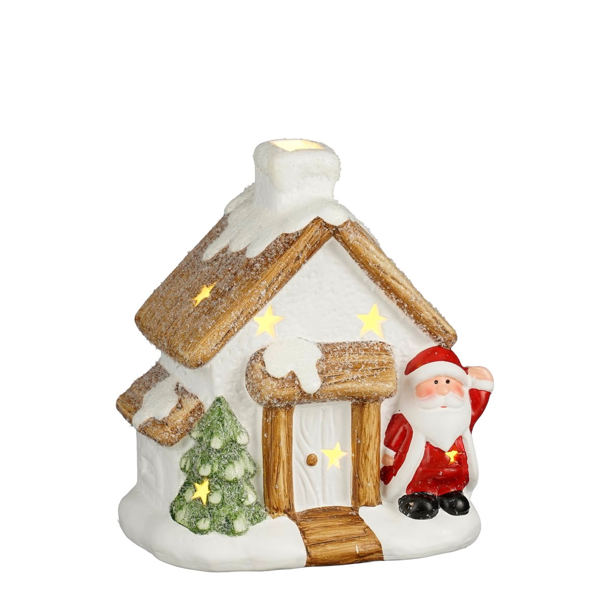 Χριστουγεννιάτικο Σπιτάκι Με Led (14.5x10x16.5) Edelman House Santa White 1200921