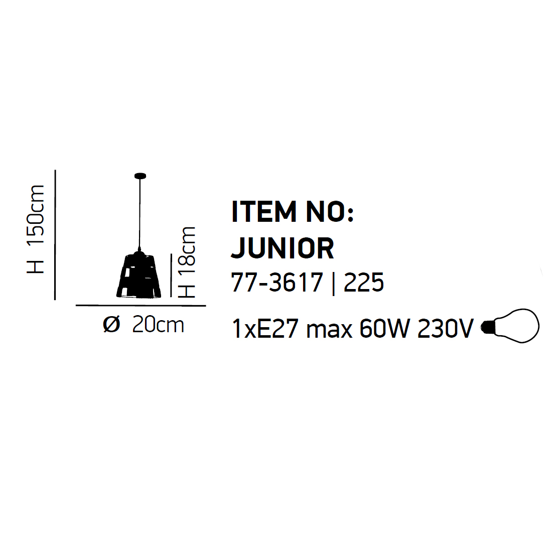 Φωτιστικό Οροφής Μονόφωτο Homelighting Trumpet 77-3617 Black Rope Φωτιστικά Μοντέρνα Spitishop